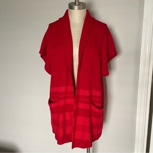 St. John for Nordstrom red short sleeve open front cardigan size S